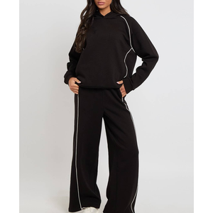 Ensemble de survêtement unisexe en coton épais OEM, coupe ample, streetwear, double taille, jogging, 2 pièces, tenue de sport - Product Image 2