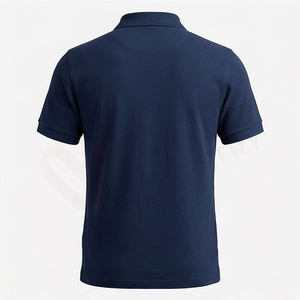 Polo à manches courtes pour homme, bleu marine, coton piqué, respirant, coupe classique, tricot uni, design décontracté - Product Image 2