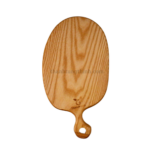 Plateau de service en bois avec poignée, forme ovale, finition naturelle, pour contact alimentaire, usage résidentiel, fabriqué au Vietnam - Product Image 2