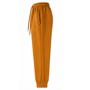 Pantalon de jogging en molleton jaune moutarde personnalisé avec cordon de serrage, taille élastique, poches latérales et revers côtelés – Vente en gros usine - Product Image 3