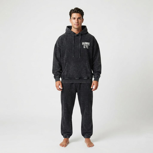 Conjunto de Sudadera con Capucha y Pantalones Deportivos para Hombre, de Alta Calidad, Estilo Oversize, Lavado Ácido, con Bolsillo Canguro - Product Image 1