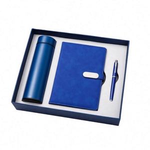 Wholesale White Pu Leather Notebook Set Customizable Luxury A5 Diary Thermos Cup <b>Note</b> <b>Book</b> Gift Box With Pen and Bottle - Product Image 3