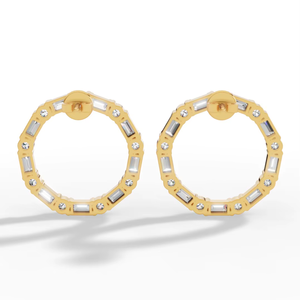 Pendientes de Aro/Huggie de Oro de 18K con Diamantes Cultivados en Laboratorio |   36 Piezas de Joyería Fina de Lujo con Corte Baguette, Regalo de Boda para Mujer - Product Image 2