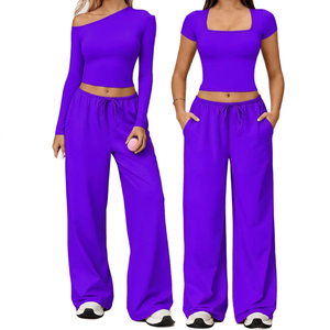 Ensembles de sport pour femme : Leggings taille haute et haut à manches longues / Nouveaux ensembles de fitness sans couture pour le yoga (vente en gros) - Product Image 2