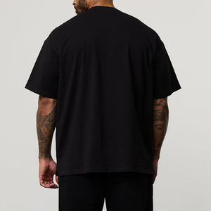 Men's Oversized <b>Black</b> Cotton Jersey <b>T</b>-<b>Shirt</b> Short Sleeve O-Neck Casual Solid Color Plain Dyed Knitted Fit - Product Image 4