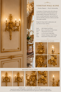 Statement Venetian Baroque Luxury Wall <b>Sconce</b> Decorative Wall <b>Light</b> with Elaborate Ornamental Mirror Detailing, Decorative Brass - Product Image 5