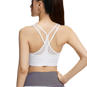 <b>Yellow</b> Cross-back Sports <b>Bra</b> Medium Support Workout Women's Fitness - Product Image 2
