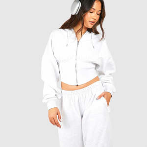 Conjunto de dos piezas para mujer, sudadera con capucha y pantalones, chaqueta con capucha de forro polar beige claro con pantalones de pierna ancha, ropa informal - Product Image 6