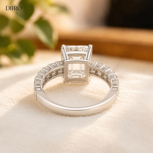14k White <b>Gold</b> Plated Engagement <b>Ring</b> Elegant Moissanite Proposal Women's <b>Ring</b> Emerald Shape Diamond Wedding <b>Ring</b> - Product Image 6