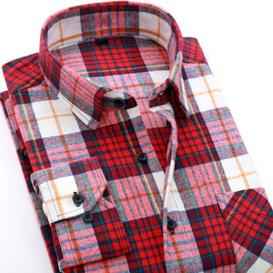 Camisa de Franela a Cuadros para Hombre, Estilo Casual Elegante, Corte Holgado, de Algodón, Manga Larga, con Botones, para Primavera - Product Image 6