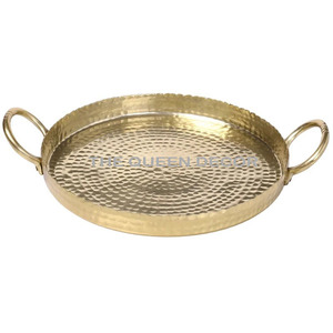 Silver Stainless Steel Metal Rectangular Shape With <b>Side</b> Handle Serving Wood Tray Home Dinnerware Dishes & <b>Plates</b> - Product Image 6