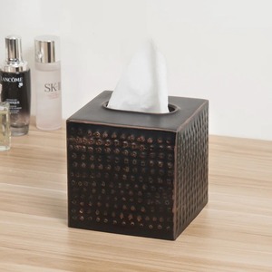 Modern Ceramic Tissue Box Cover Square <b>Black</b> White Checkerboard Handmade Design - Product Image 6