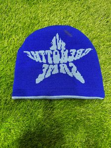 Bonnet Jacquard Extensible en Maille pour Homme et Femme, Motif Lettres Bleu et Blanc, Taille 56-58CM, Idéal Hiver Décontracté - Product Image 2