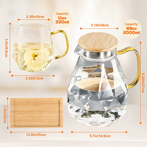 Durable Glass Water Jug Lid Handle BPA Free Eco-Friendly 1.8L Capacity Home Office School Gym Picnic <b>Camping</b> Travel Everyday - Product Image 6