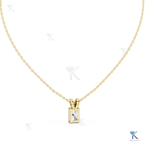 Collier pendentif solitaire en diamant de laboratoire taille radiant, or massif 14K 18K, bijoux fins classiques pour femme, cadeau de fête KRUP JEWELS - Product Image 6