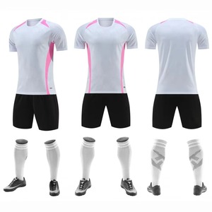 Ensemble de maillots de football pour garçons, sans manches, col en V, rose et blanc, respirant, anti-humidité, 100% polyester, uniforme - Product Image 1