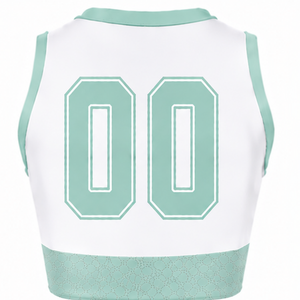Maillot de cheerleading sans manches vert menthe sublimé, tenue de sport athlétique pour équipe, uniforme de compétition et d'entraînement - Product Image 2