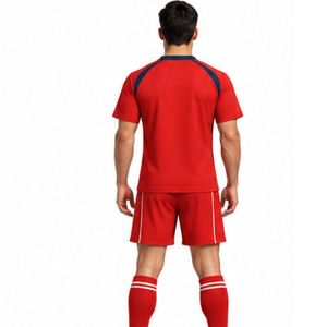 <b>Men</b>’s Red White <b>Navy</b> <b>Short</b> Sleeve Sports Jersey and <b>Shorts</b> Set Athletic Team Training Uniform Kit - Product Image 6
