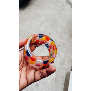Handmade Resin Bangle With Colorful Buttons Round Shape Art Collectible Jewelry Piece - Product Image 6