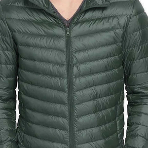 Veste matelassée à capuche pour homme, vert foncé, coupe-vent, respirante, décontractée, automne, rembourrage en polyester, coupe régulière, fermeture éclair - Product Image 4