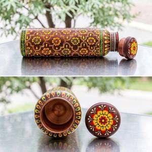 Hand Painted Floral <b>Copper</b> Water <b>Bottle</b> Traditional Artisan Design Reusable Metal <b>Drink</b> Flask Leakproof Daily Hydration - Product Image 5