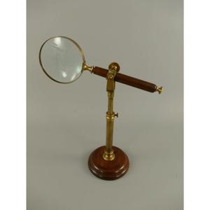 Loupe nautique à bord doré avec manche en bois, loupe antique nautique avec support, décoration de table de bureau - Product Image 3