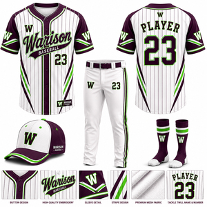 Wholesale Baseball Uniform Set Sportswear Sublimation 100% Polyester Softball Jersey Pant Socks And Caps Set - Product Image 4