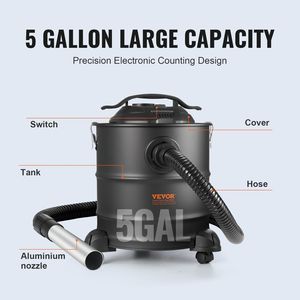 Aspirapolvere in cenere da 5 galloni 1200W aspiratori industriali per caminetti stufe a Pellet griglie BBQ - Product Image 3