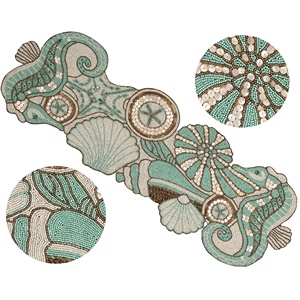 Luxury Mint <b>Green</b> Beaded Table <b>Runner</b> Seashell Design for Wedding Christmas Dining Kitchen Home Decor - Product Image 2