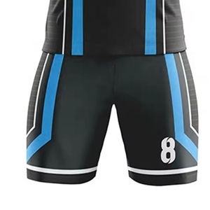 Conjunto de Uniforme de Fútbol Sublimado Personalizado para Hombre, Negro y Azul, Cuello en V, Manga Corta, Absorbe la Humedad, con Números de Equipo 8 - Product Image 6
