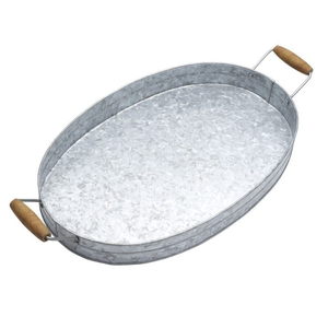 Plateau de service rond en métal, design solide, style rétro, poignées durables pour une utilisation en cuisine, plateaux de service pour la nourriture et les boissons dans les hôtels - Product Image 3