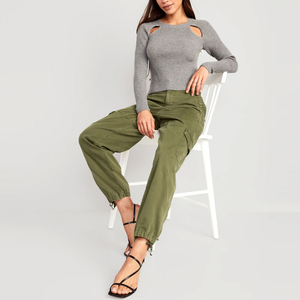 Pantalon cargo évasé pour femme, respirant, léger, grande taille, en molleton, pour usage décontracté, vente en gros, service OEM - Product Image 3