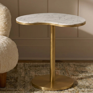 Modern Design Metal Aluminum Casted <b>Round</b> <b>Side</b> <b>Table</b> With Marble Top Set Of 2 - Product Image 5