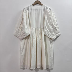 Mini-robe formelle en coton 100% naturel, imprimé floral dessiné à la main, faite à la main, écologique, col en V, manches 3/4, ourlet à volants en dentelle, lavable - Product Image 4