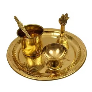 Élégante assiette de prière en laiton, design vintage, style spirituel, décoration pour temple - Product Image 2
