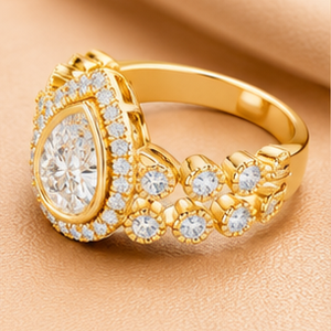 Anillo de Compromiso y Boda de Diamantes con Halo en Forma de Lágrima para Mujer, Joyería de Lujo con Corte de Pera, Regalo - Product Image 5