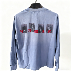 เสื้อยืดโอเวอร์ไซส์ผ้าฝ้าย 100% ขาดรุ่ย ทำสีแบบแอซิดวอช พิมพ์ลายกราฟิกแบบวินเทจ สไตล์ยูนิเซ็กซ์  รับสั่งทำเสื้อยืดเปล่าพร้อมพิมพ์ลายด้วยเทคนิค DTG - Product Image 1