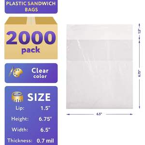 Confezionare 2000 sacchetti Sandwich Flip Top ldpe 6.5X6.75 "1.5" 0.7 Mil. Sacchetti Flip per labbra in poliestere per sacchetti di conservazione del servizio di ristorazione - Product Image 2