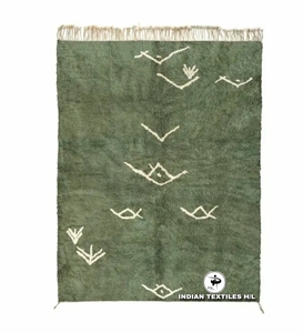Alfombra Beni Ourain Marroquí Única Hecha a Mano, Alfombra Beni Ourain Boho Marroquí Albertina, Alfombra de Lana Anudada a Mano por ITHL - Product Image 1