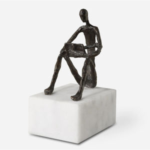 Escultura Moderna de Hombre Abstracto Religioso en Aluminio Hecho a Mano con Base de Mármol para Decoración de Hogar, Oficina o Escritorio, Regalo Artístico - Product Image 1