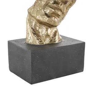 Figurine en résine plaquée or, visages humains abstraits, impression numérique, décoration artistique, objet de collection, accent d'intérieur moderne - Product Image 4