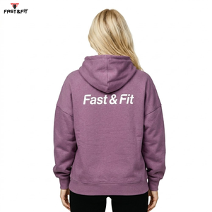 Sudadera con capucha informal para mujer, personalizable al por mayor con logo, estilo urbano, hombros caídos, transpirable, de punto. - Product Image 6