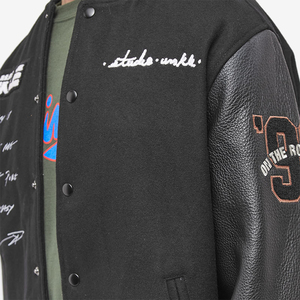 Custom Patchwork <b>Men</b> Varsity <b>Jacket</b> Streetwear Embroidery Letterman <b>Jacket</b> Leather Sleeve Unisex Hip Hop Bomber <b>Baseball</b> <b>Jacket</b> - Product Image 5