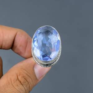 Faceted Tanzanite <b>Quartz</b> Gemstone Handmade 925 Sterling Silver Vintage Statement <b>Ring</b> Jewelry Gift - Product Image 1