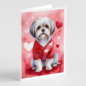 Lhasa Apso Whimsical A7 Size <b>5x7</b> Blank Note Cards Pack of 8 Valentine's Greeting Cards with <b>Envelopes</b> My Valentine - Product Image 1