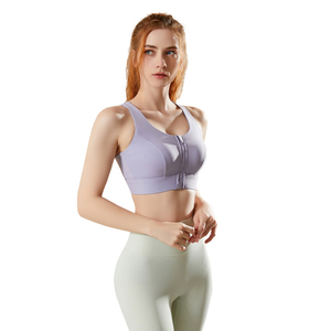 Top Deportivo Corto sin Mangas con Cierre Frontal y Cuello en V Color Lavanda para Mujer - Product Image 1