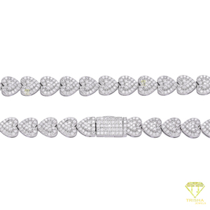 Sparkling Heart Link <b>Tennis</b> <b>Necklace</b> Delicate Stone Set Chain Jewel For Ladies Elegant Wedding Party And Everyday Styling - Product Image 2