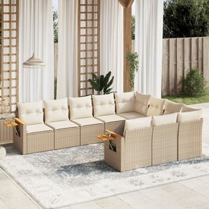Ensemble de canapés de jardin en rotin PE beige avec grands accoudoirs réglables - Product Image 1