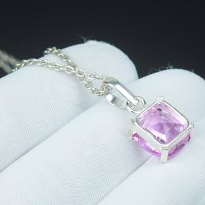 จี้คุนไซต์สีชมพูทรงคุชชั่นสวยงาม เงินแท้ 925 สไตล์วินเทจ โบโฮ งานแฮนด์เมด สร้อยคอเครื่องประดับ - Product Image 2