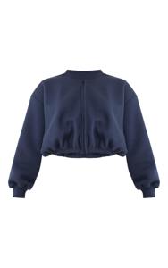 Ensemble de survêtement personnalisé pour femme : sweat à capuche court et pantalon à cordon de serrage, bleu marine, tenue décontractée, vêtements de sport athlétiques, ensemble deux pièces - Product Image 2